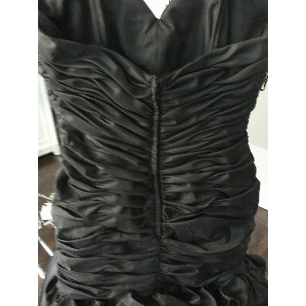 Chris Kole Cocktail Dress Womens Small Black Excellent Vintage Ruched Bubble Hem - Picture 3 of 14